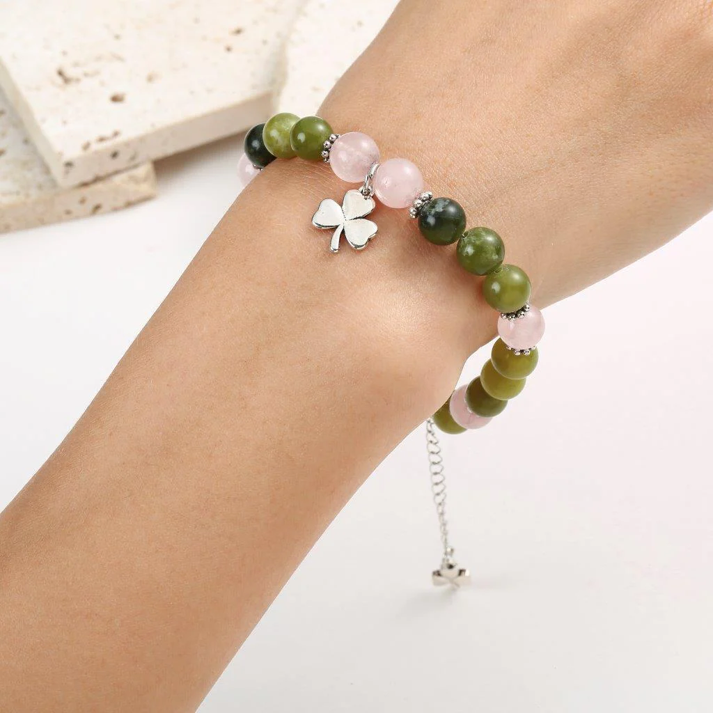 Green And  Pink Marble Shamrock Bracelet - Image 2