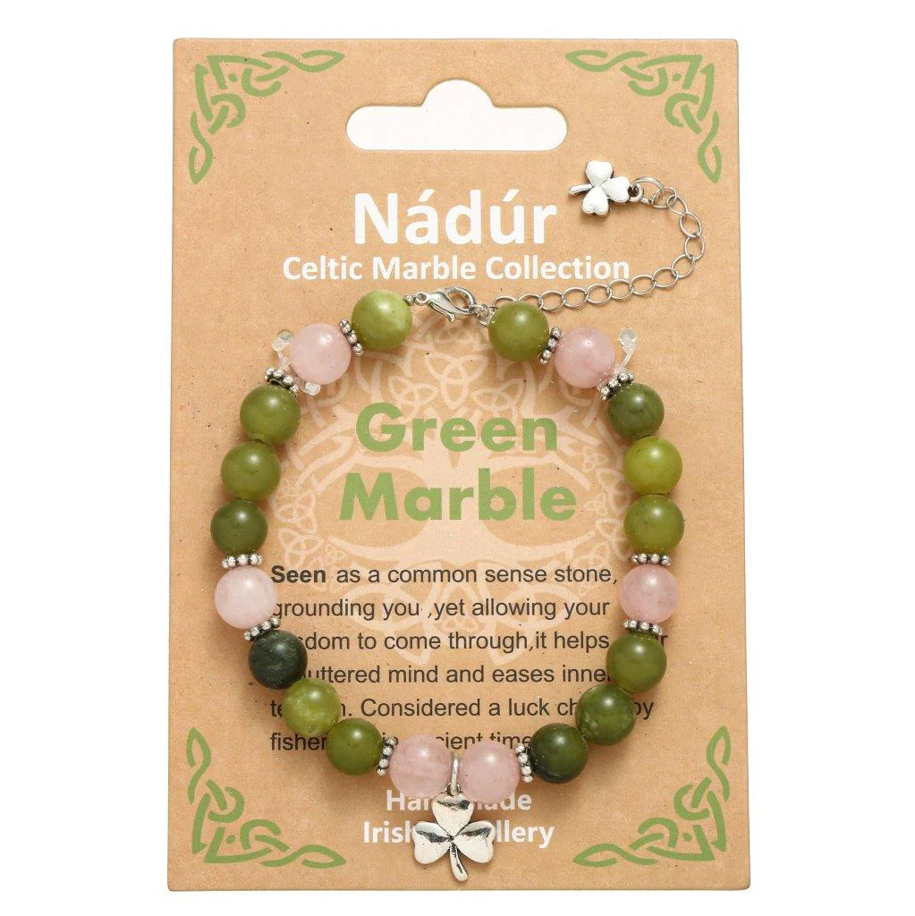 Green And  Pink Marble Shamrock Bracelet - Image 3