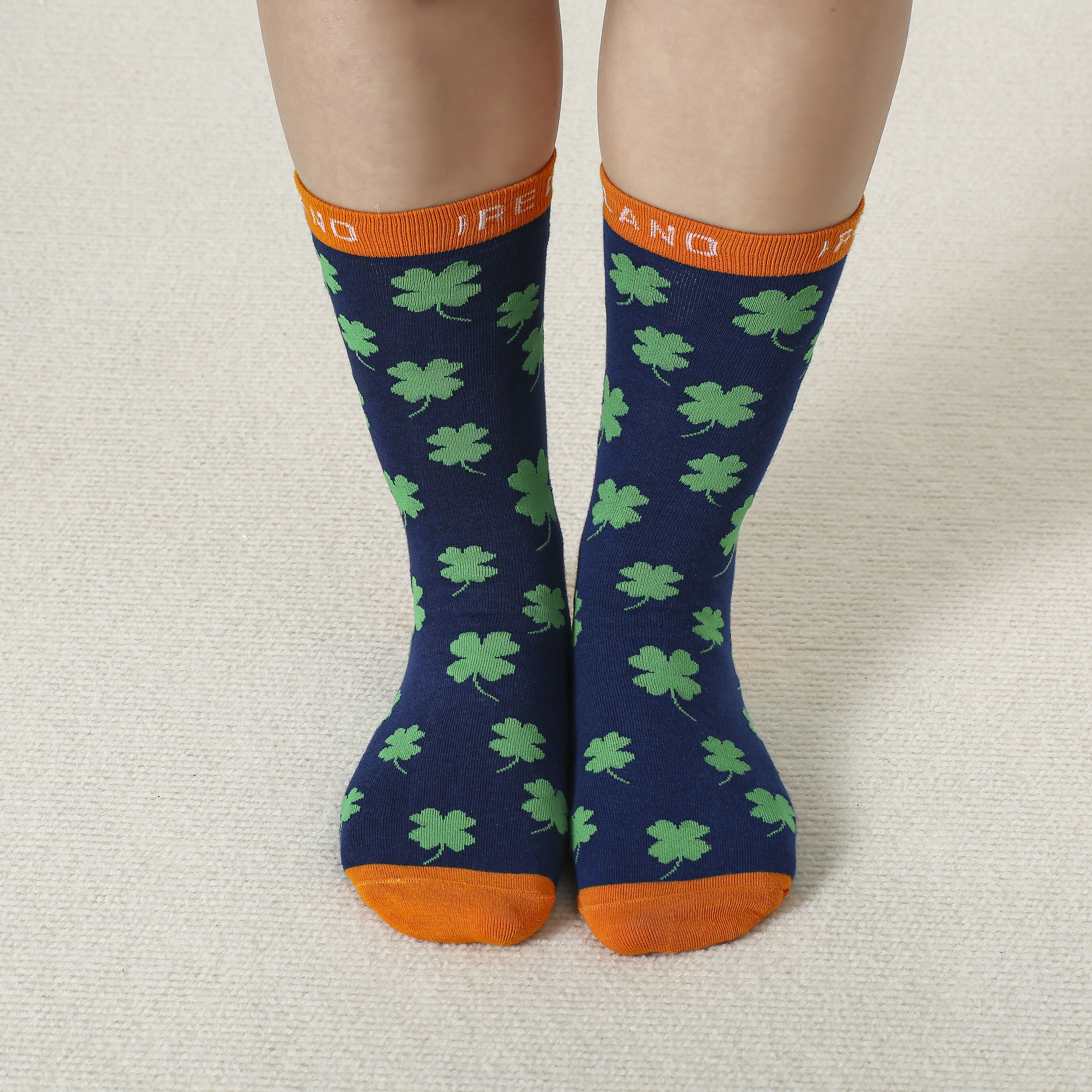 Green Black & Orange Shamrock Socks 3 Pack - Image 3
