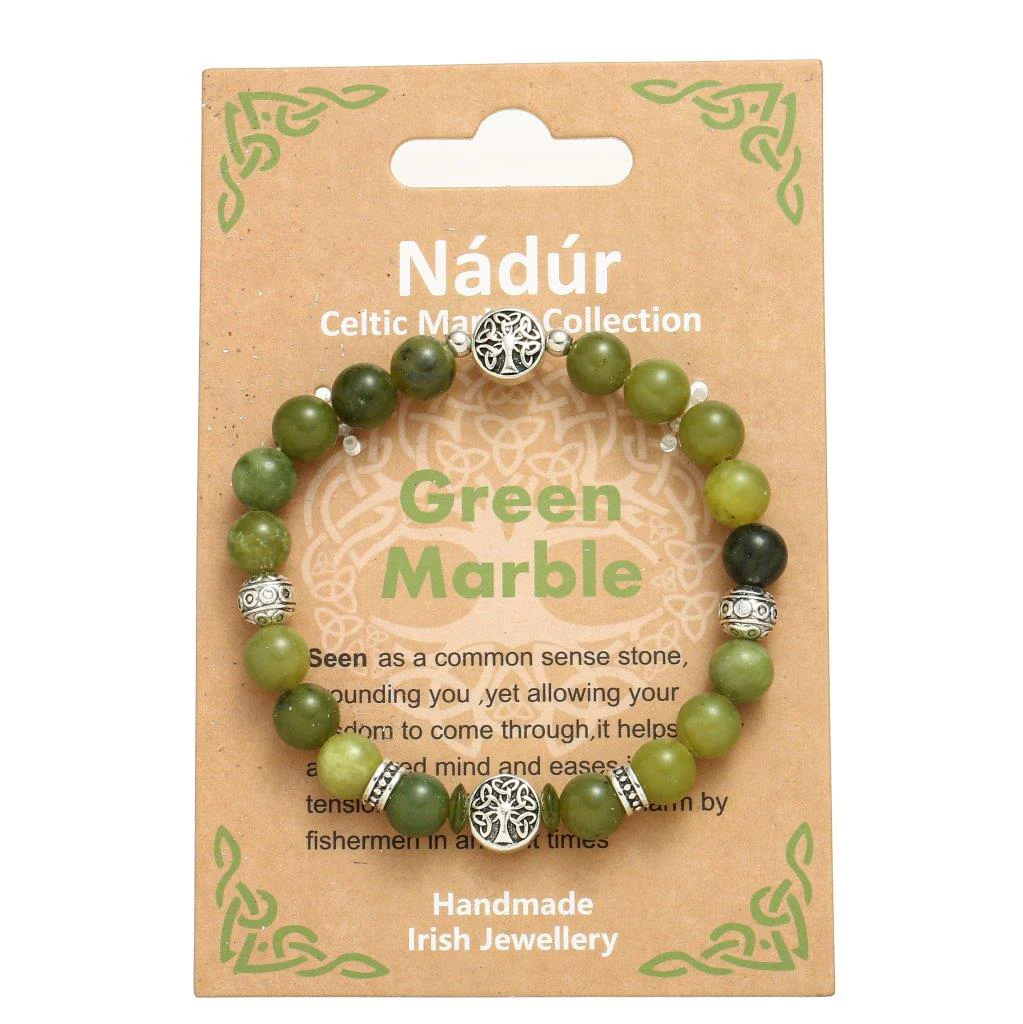 Green Marble Trinity Knots Stretch Bracelet - Image 2