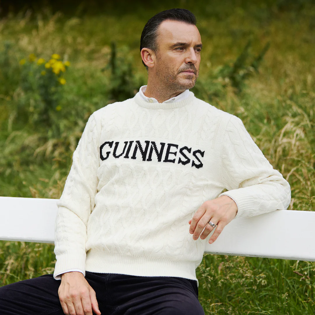 Guinness Aran Knit Style Jumper White - Image 4