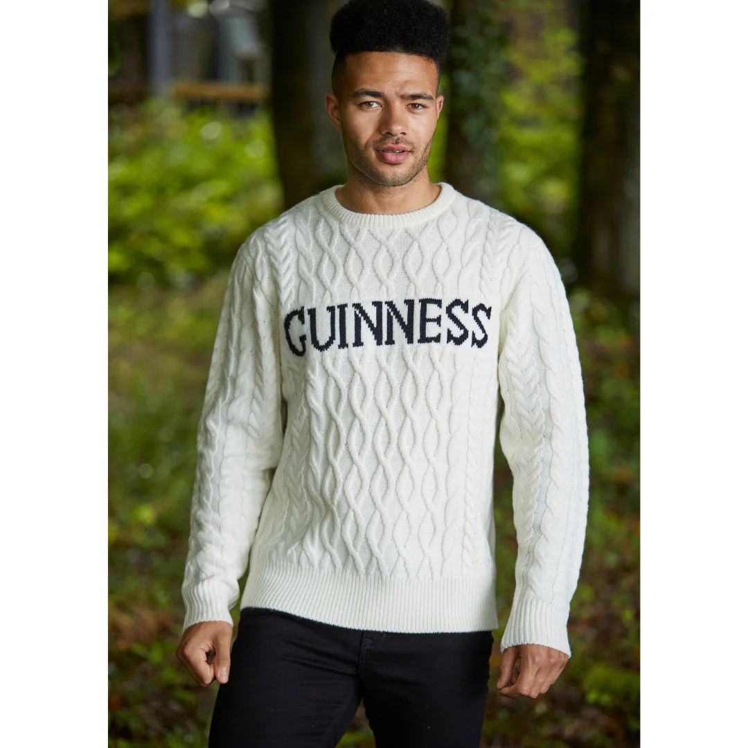 Guinness Aran Knit Style Jumper White - Image 5