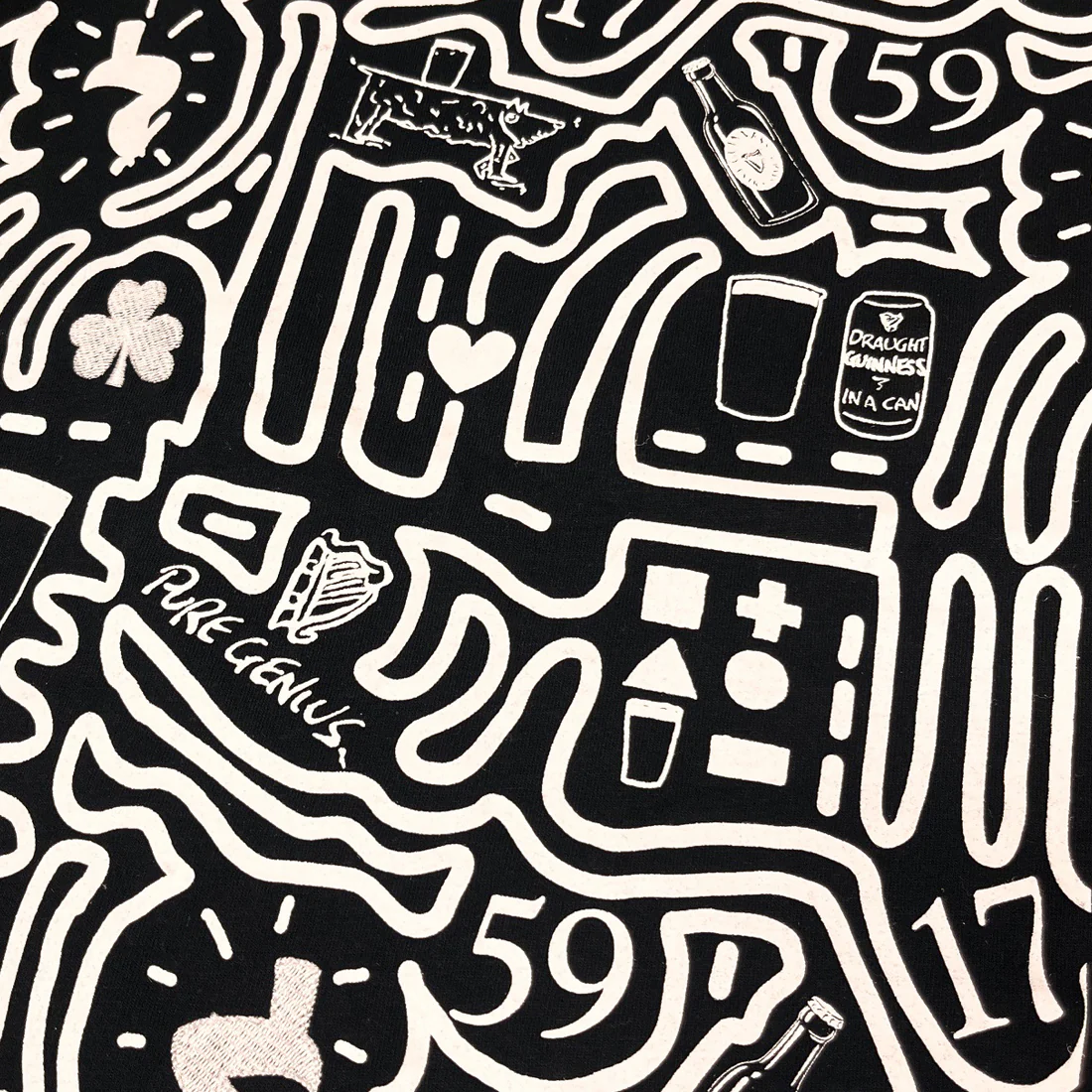 Guinness Black Graphic Doodle T-Shirt - Image 4