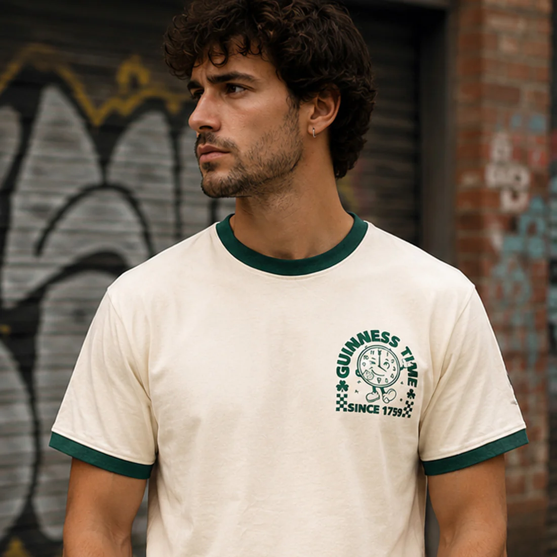 Guinness Cream & Green Time Clock T-Shirt - Image 2