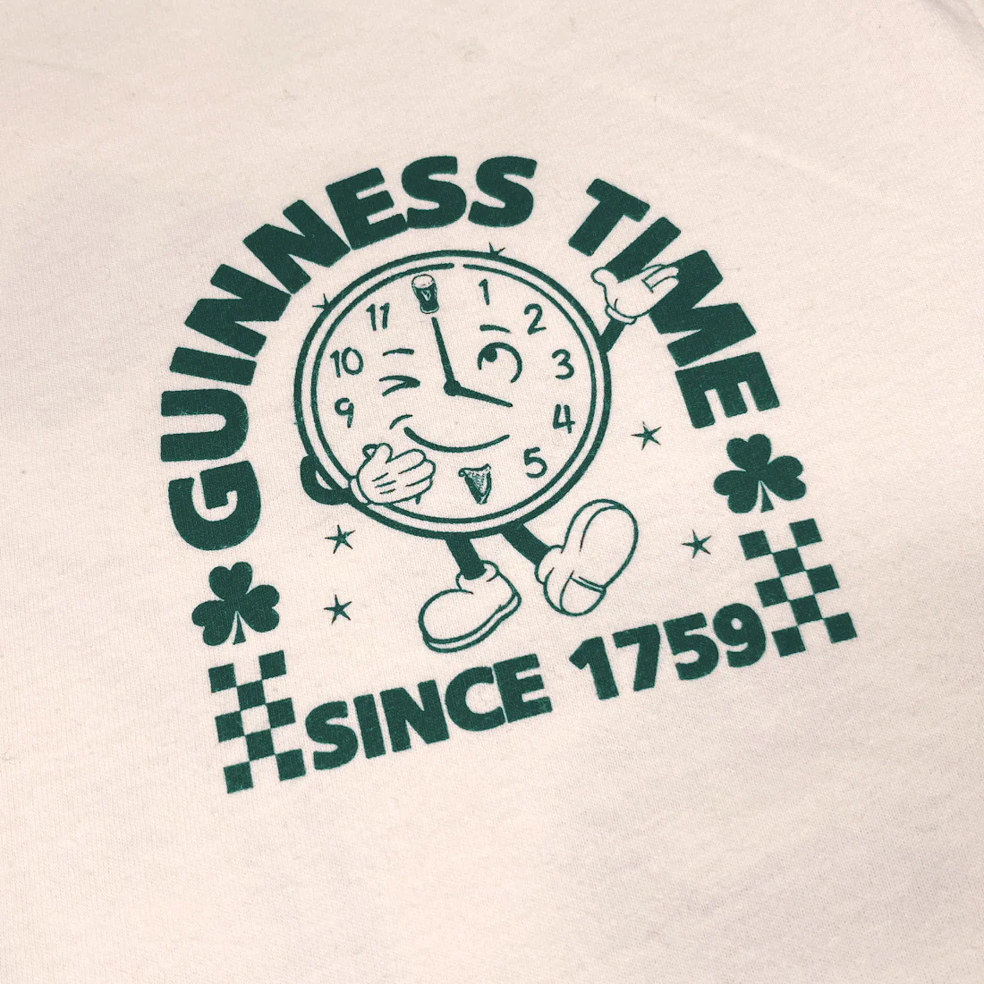 Guinness Cream & Green Time Clock T-Shirt - Image 7