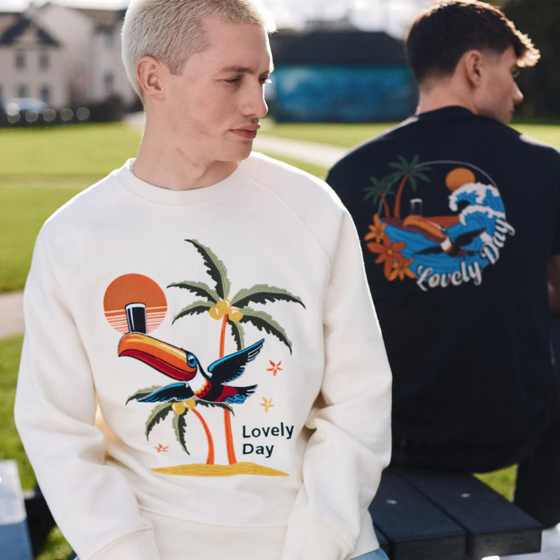 Guinness Cream Hawaiian Toucan Lovely Day Sweatshirt - Image 2