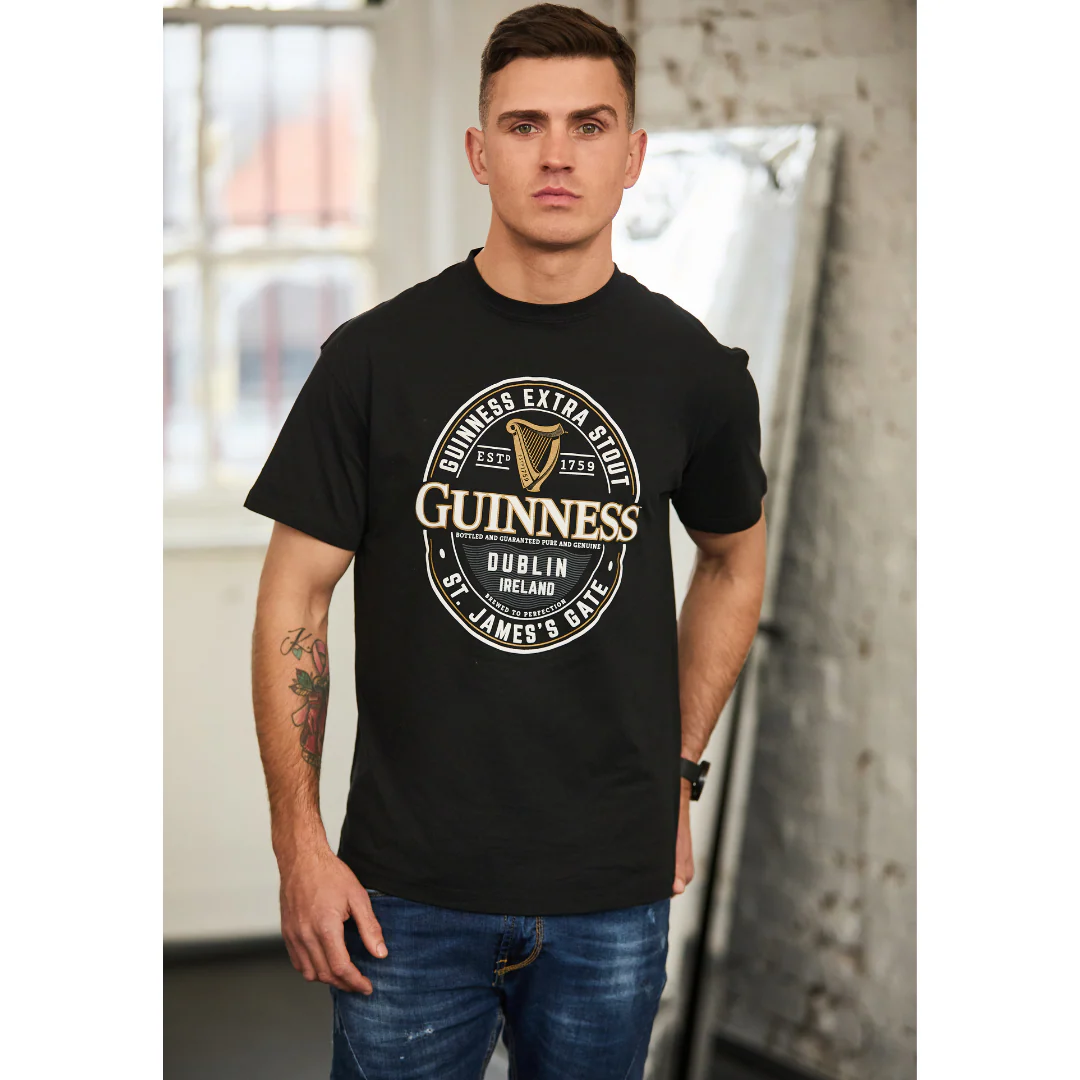 Guinness Extra Stout Stamp Black T-Shirt - Image 3
