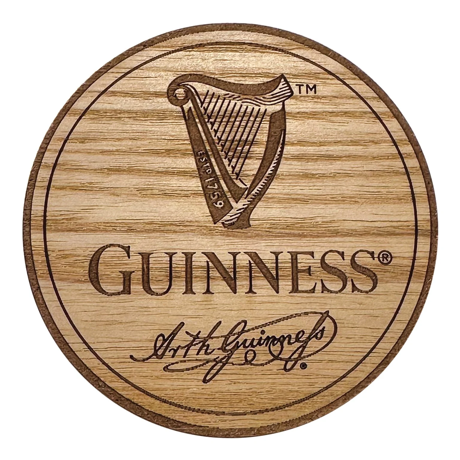 Guinness Harp Wooden Coaster - Image 2