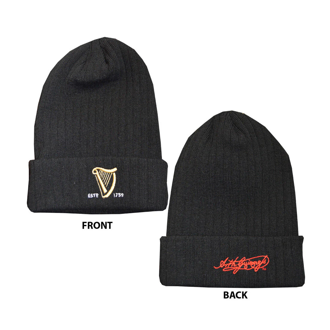 Guinness Knitted Ribbed Black Beanie