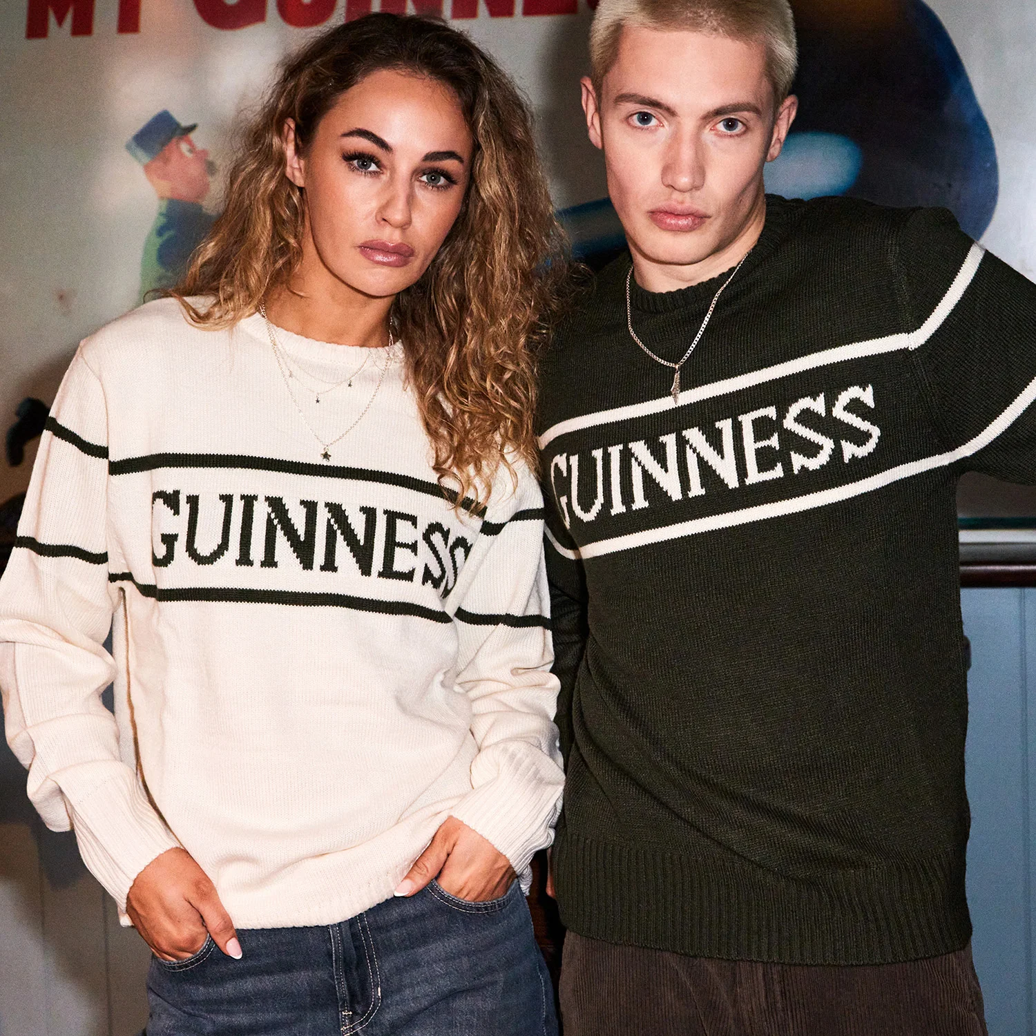 Guinness Mens Green & Cream Knit Jumper - Image 3