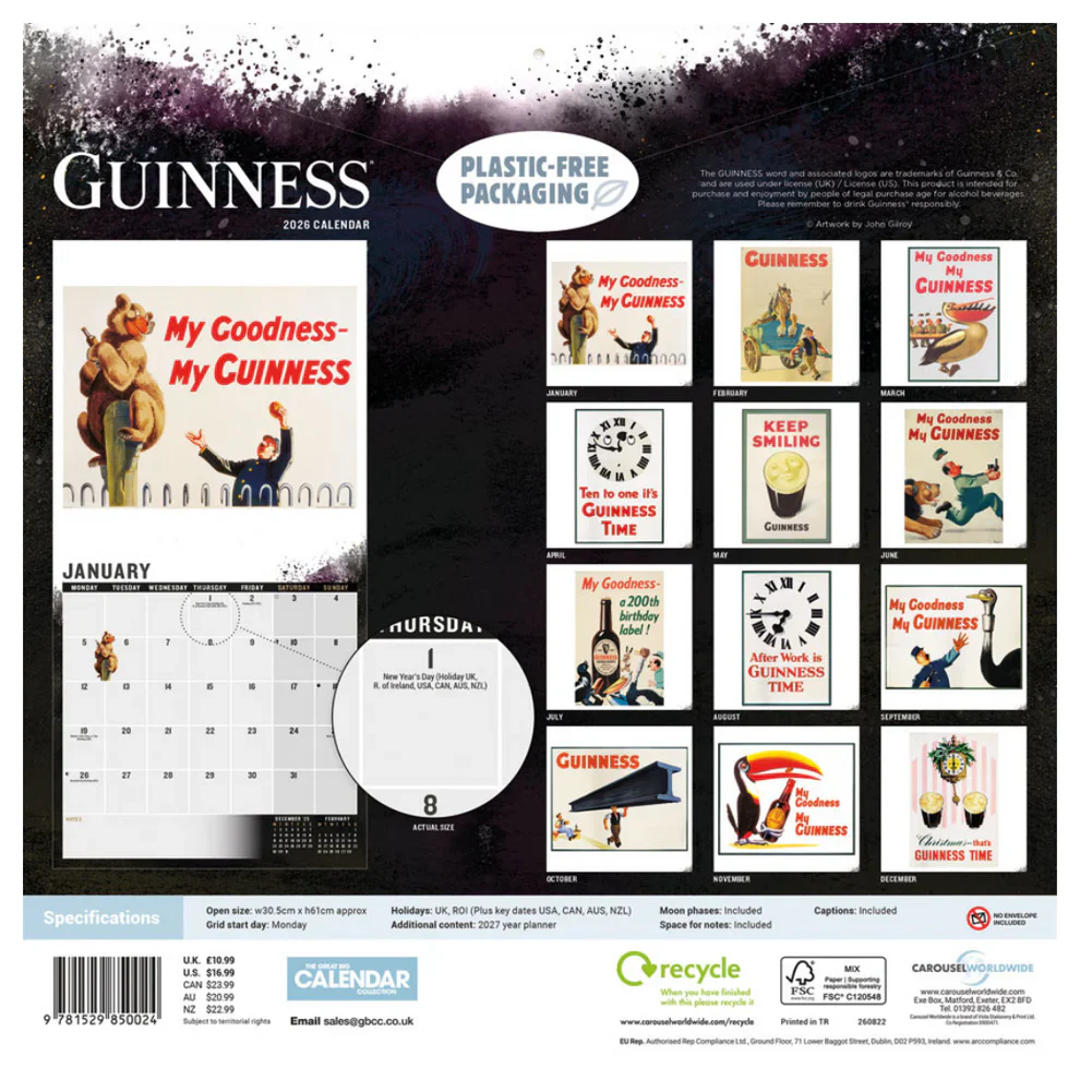 Guinness Poster Art Wall Calendar 2026 - Image 5