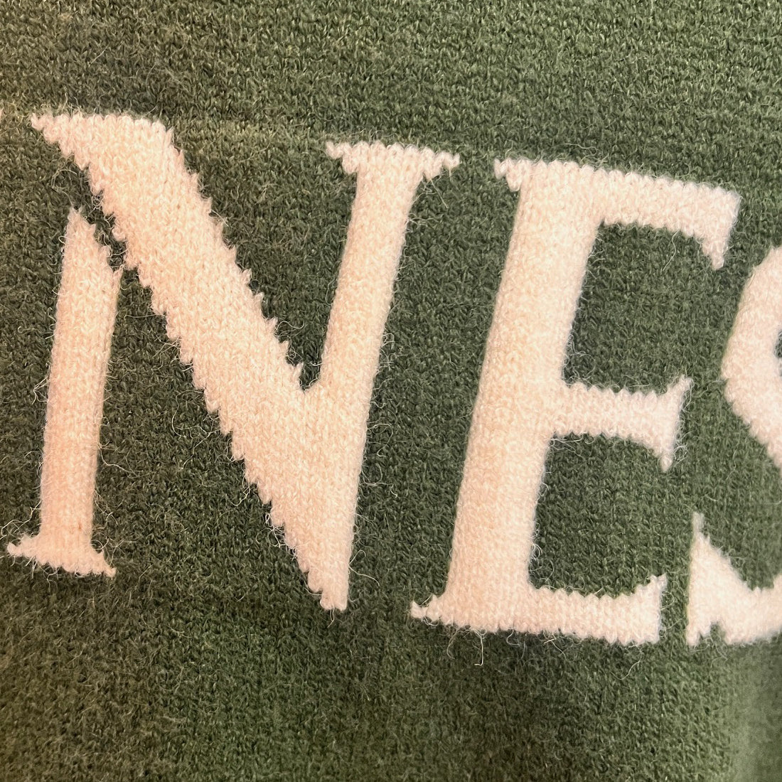 Guinness Sage Green and Cream Harp Sleeve Knit Hoodie - Image 3
