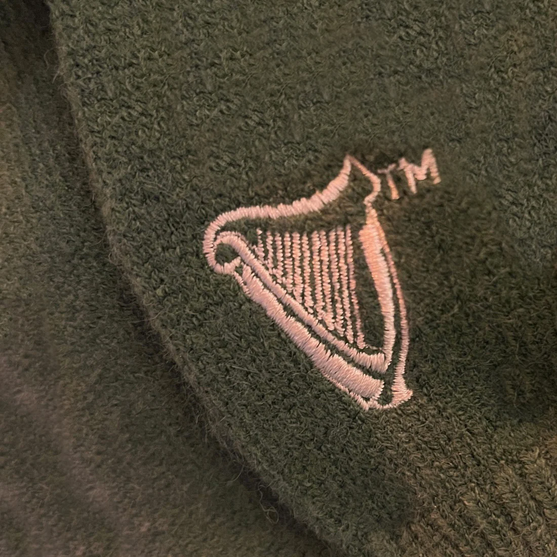 Guinness Sage Green and Cream Harp Sleeve Knit Hoodie - Image 4