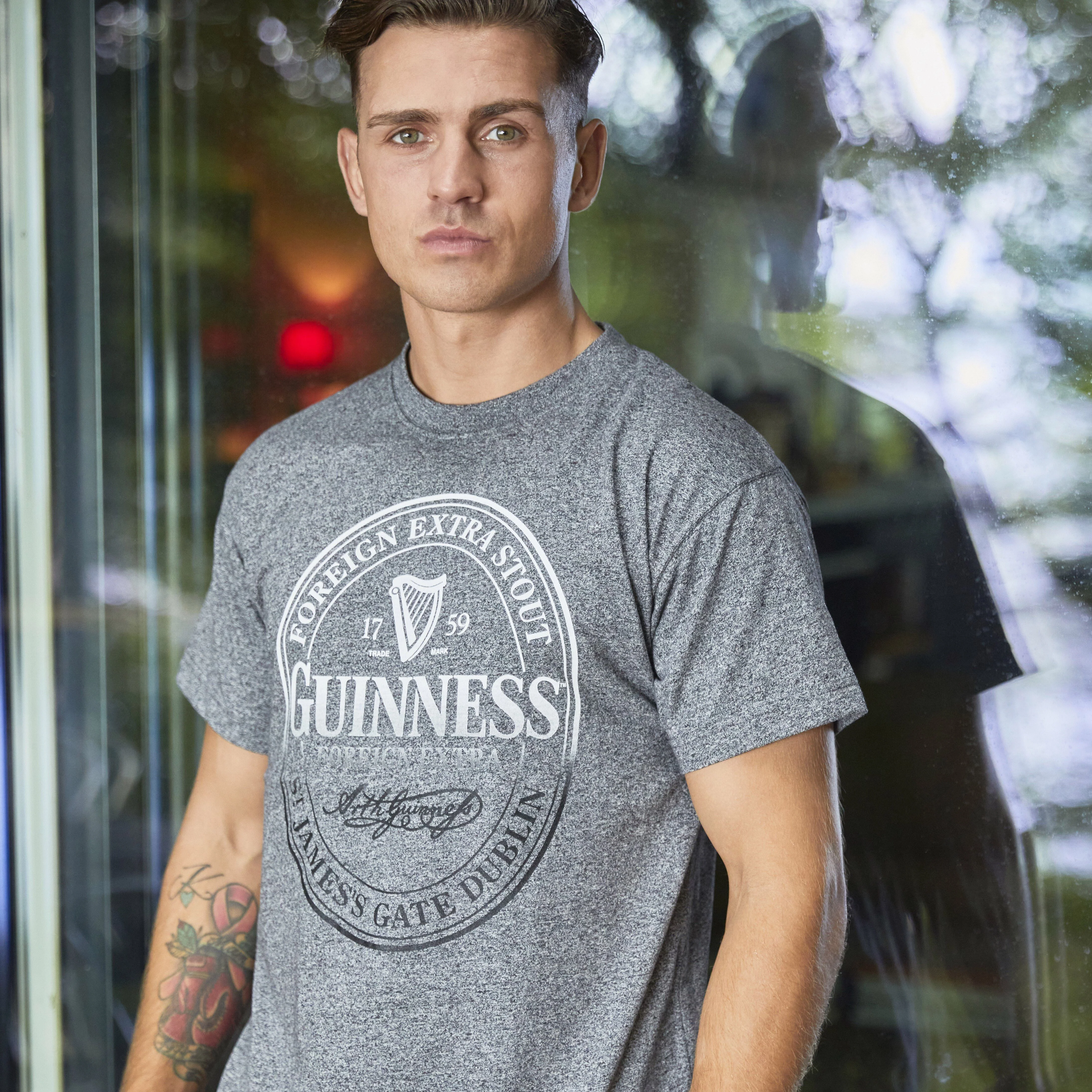 Guinness Stamp Round Neck Grey T-Shirt - Image 3