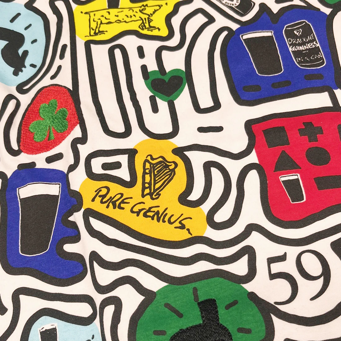Guinness White Graphic Doodle T-Shirt - Image 4
