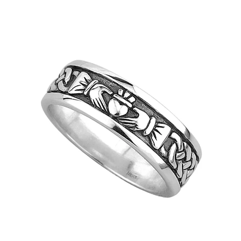 Hallmarked Sterling Silver Oxidised Claddagh Ring