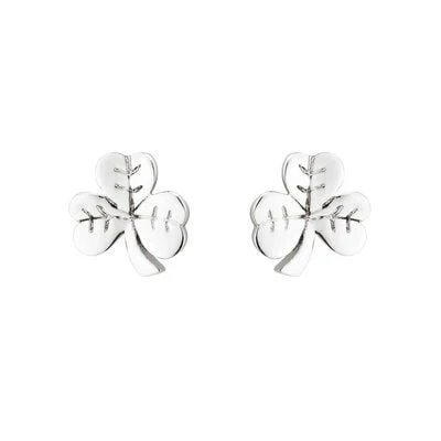 Hallmarked Sterling Silver Shamrock Shaped Small Stud Earrings