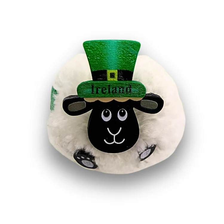 Handmade Wooden Sheep Hat Magnet