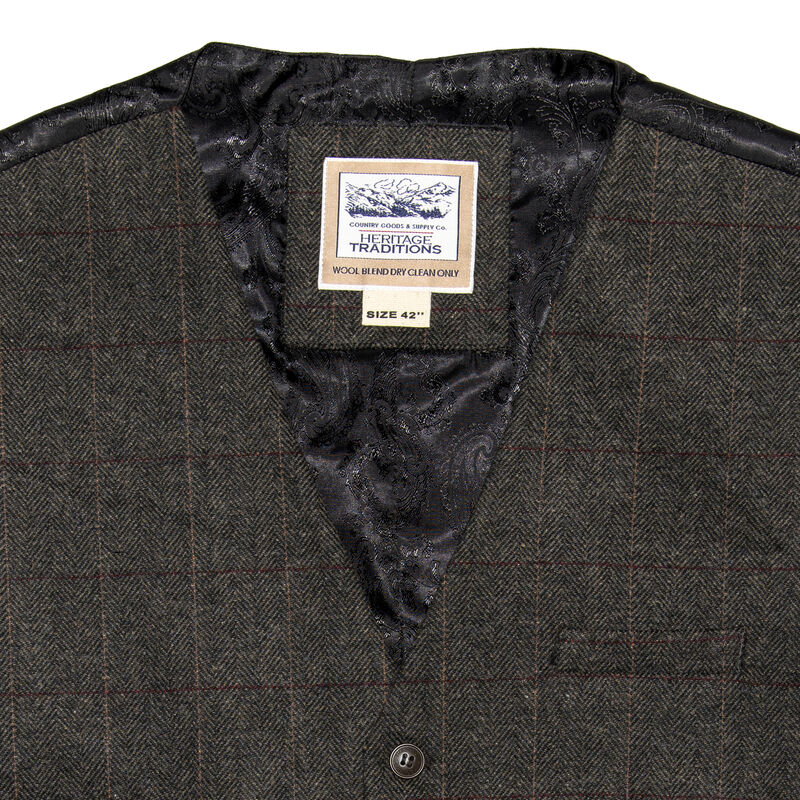 Heritage Herringbone Tweed Waistcoat Grey - Image 2