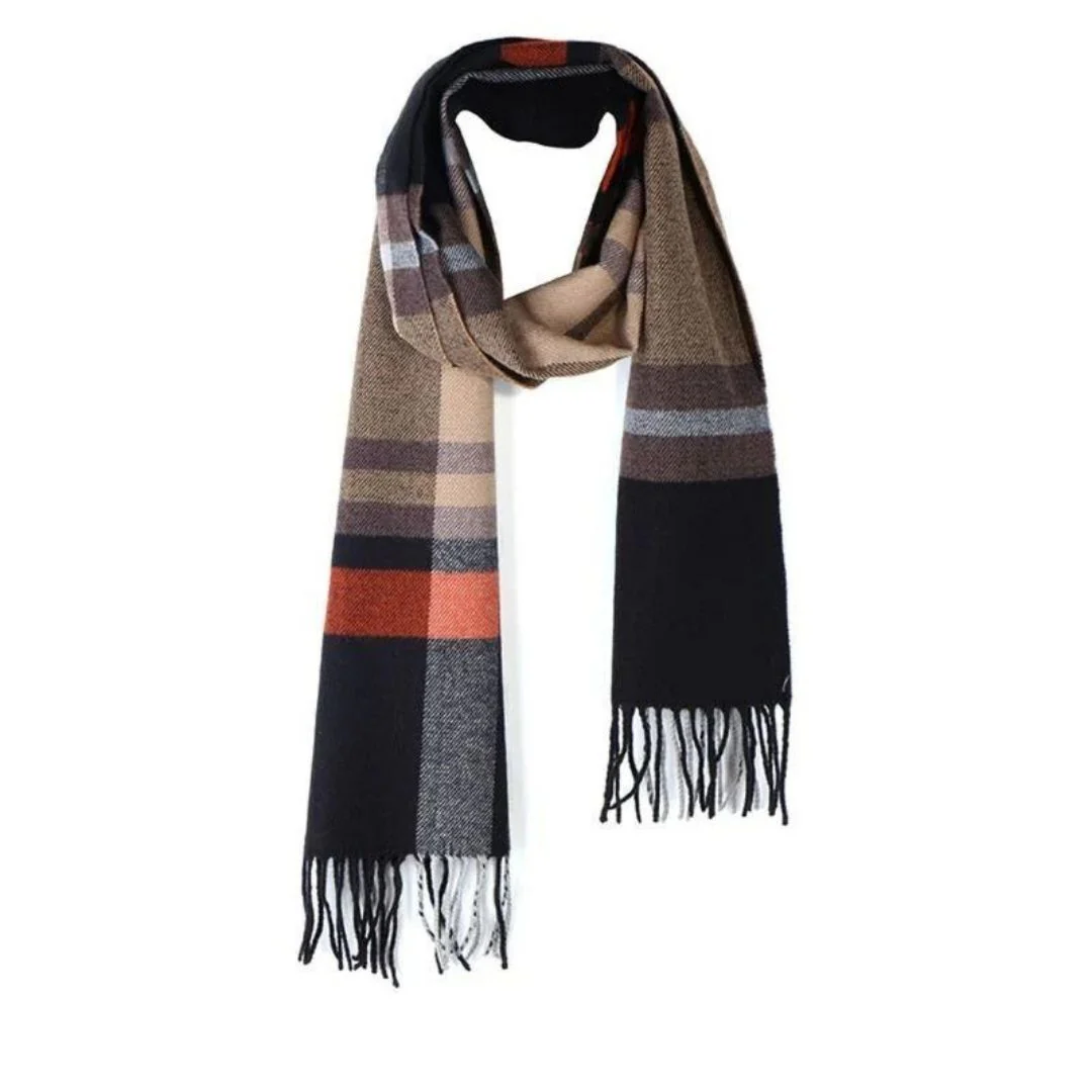 Herringbone Tweed Irish Scarf Rust Black