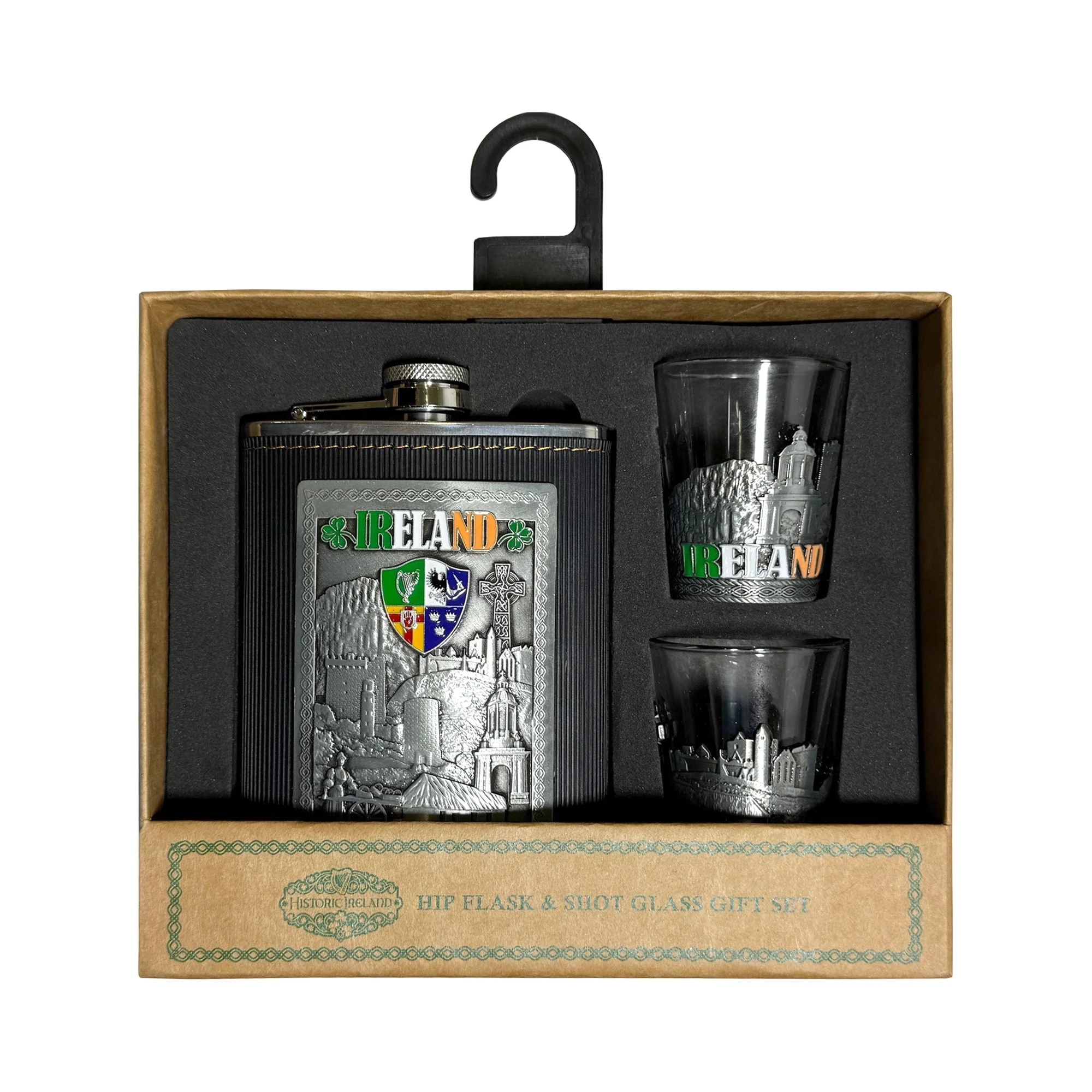 Hip Flask Gift Set with Two Metal Shot Glasses