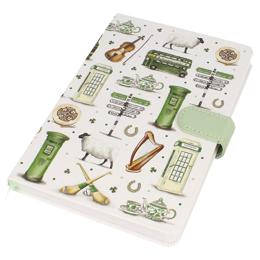 Impressions Of Ireland White & Green A5 Notebook With Irish Scenes Design