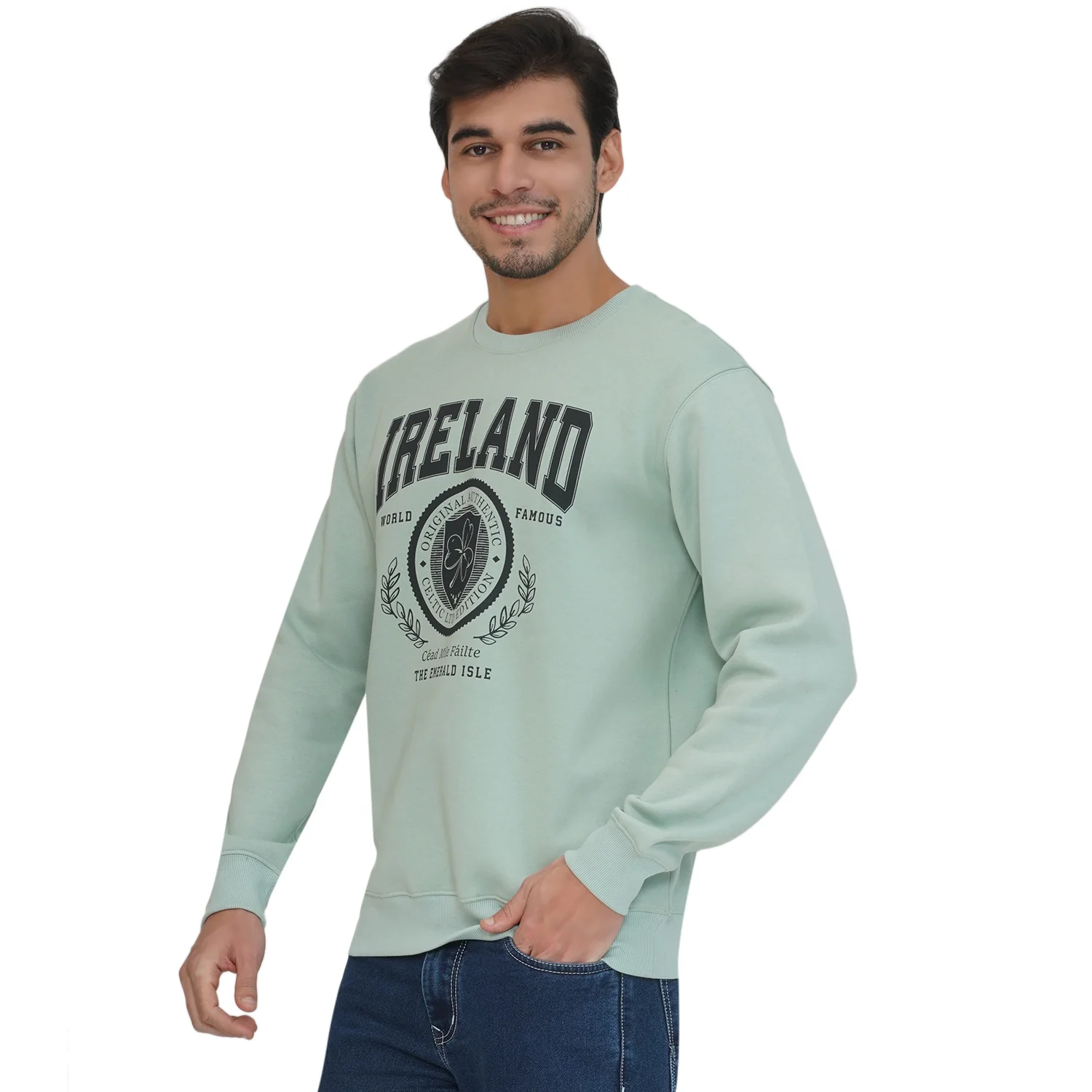 Ireland Badge Unisex Pistachio Sweatshirt - Image 2