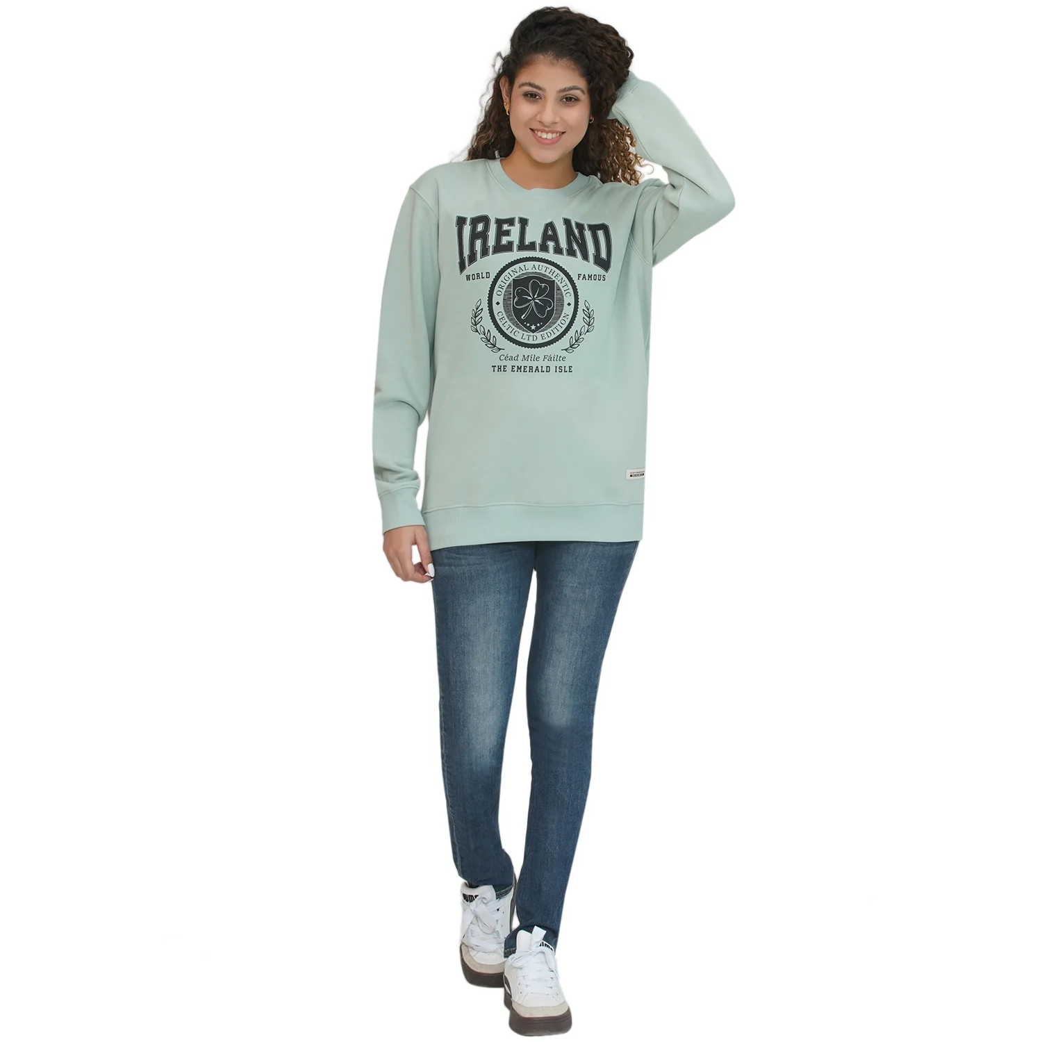 Ireland Badge Unisex Pistachio Sweatshirt - Image 5