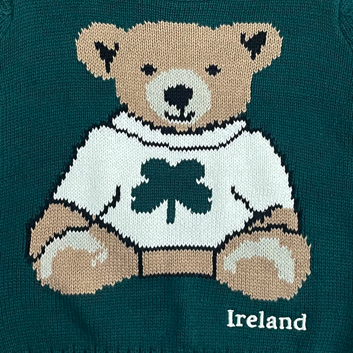 Ireland Bear Dark Green Kids Knitted Jumper - Image 3