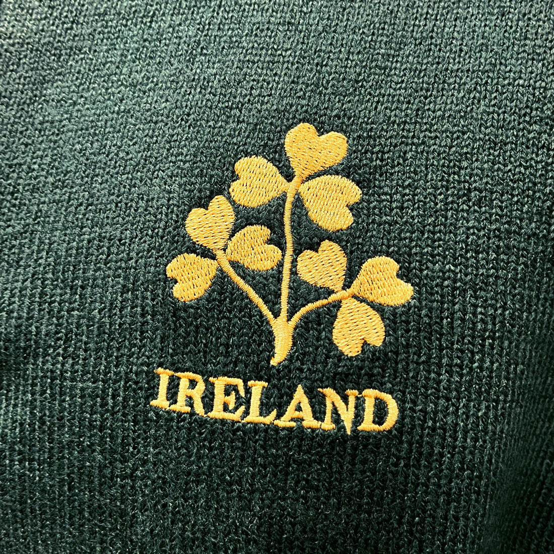 Ireland Bottle Green Three Shamrock 1/4 Zip Jumper - Image 4