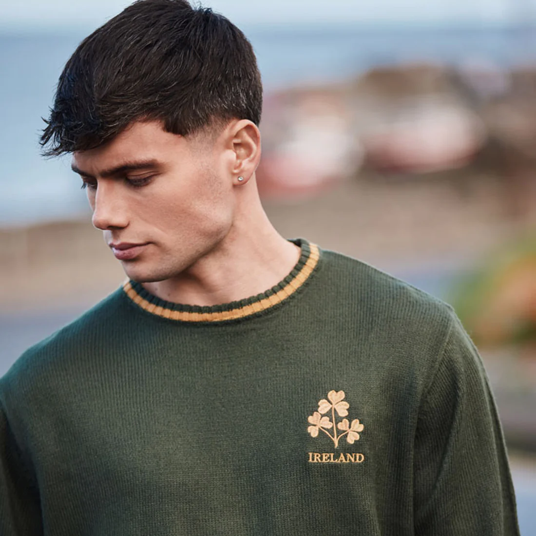 Ireland Bottle Green Three Shamrock Crew Neck Jumper - Image 5