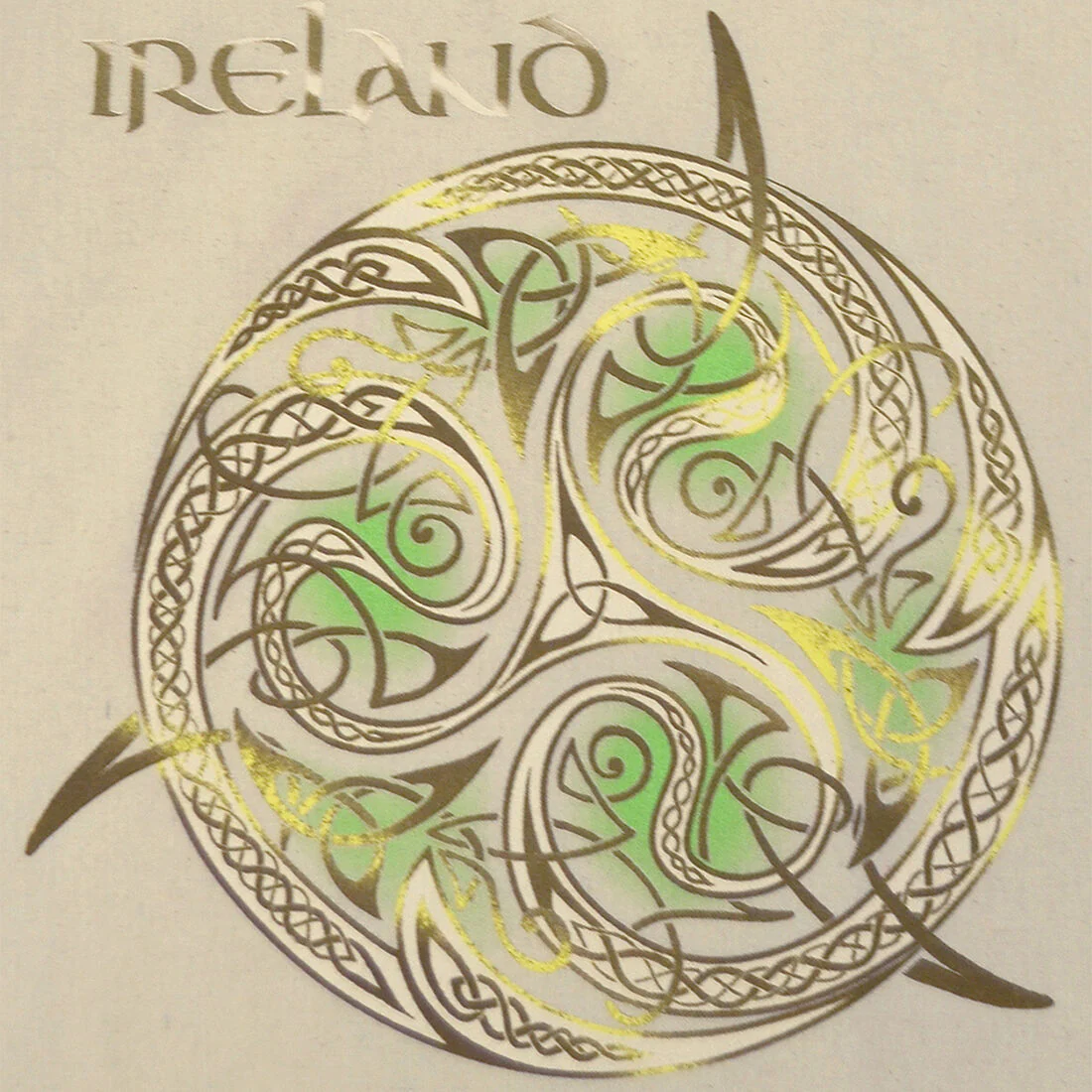 Ireland Celtic Golden Design Tote Bag Natural - Image 2