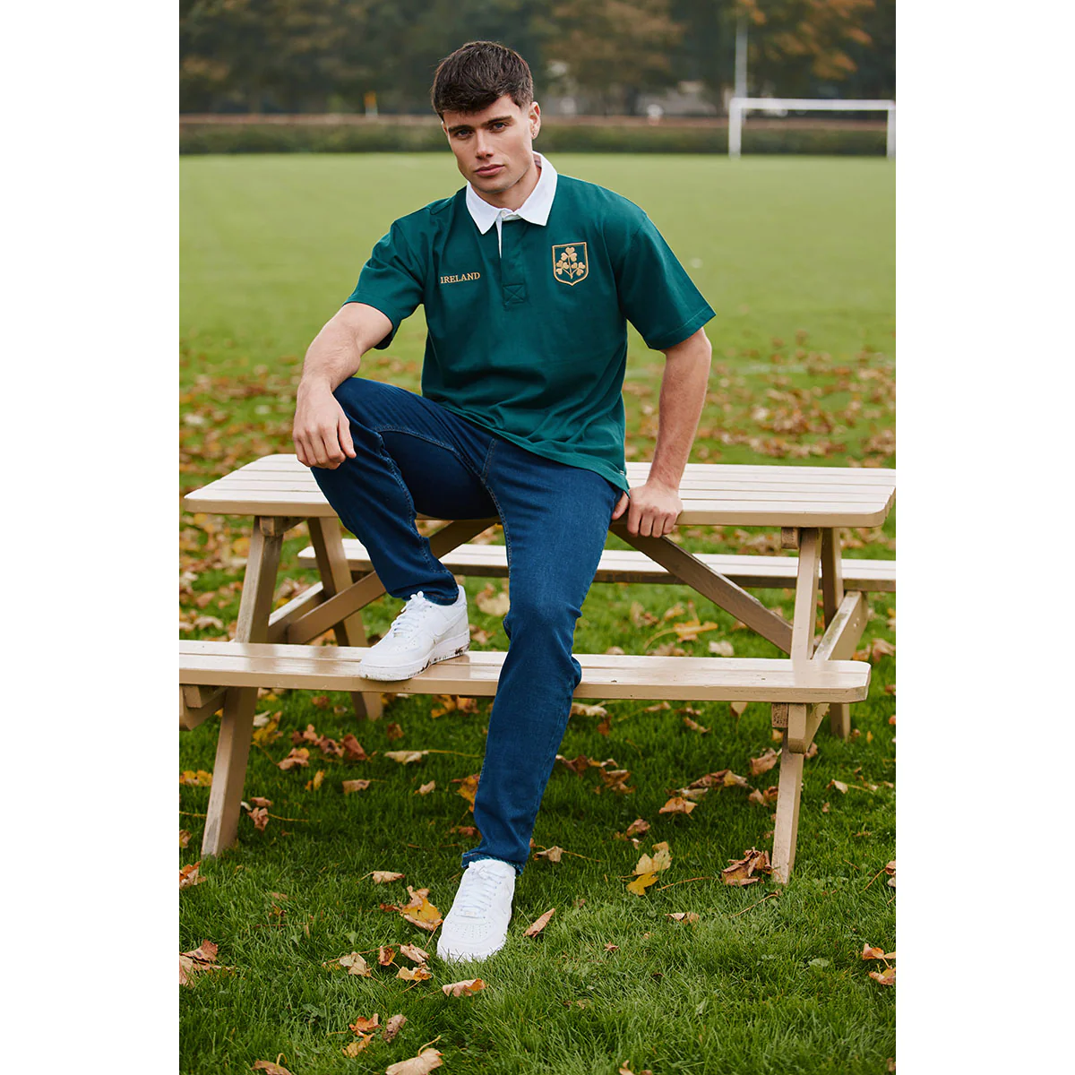 Ireland Dark Green and Gold Shamrock Short Sleeve Rugby Shirt - Image 5