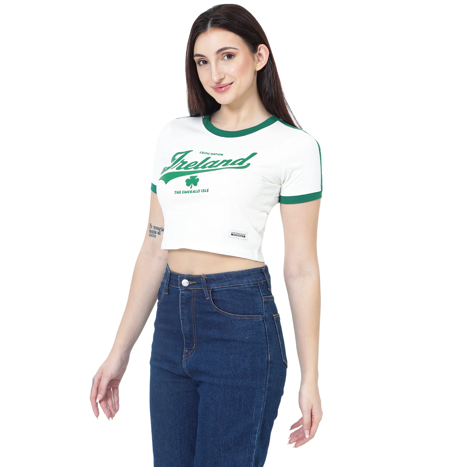 Ireland Latte & Green Cropped T-Shirt - Image 3