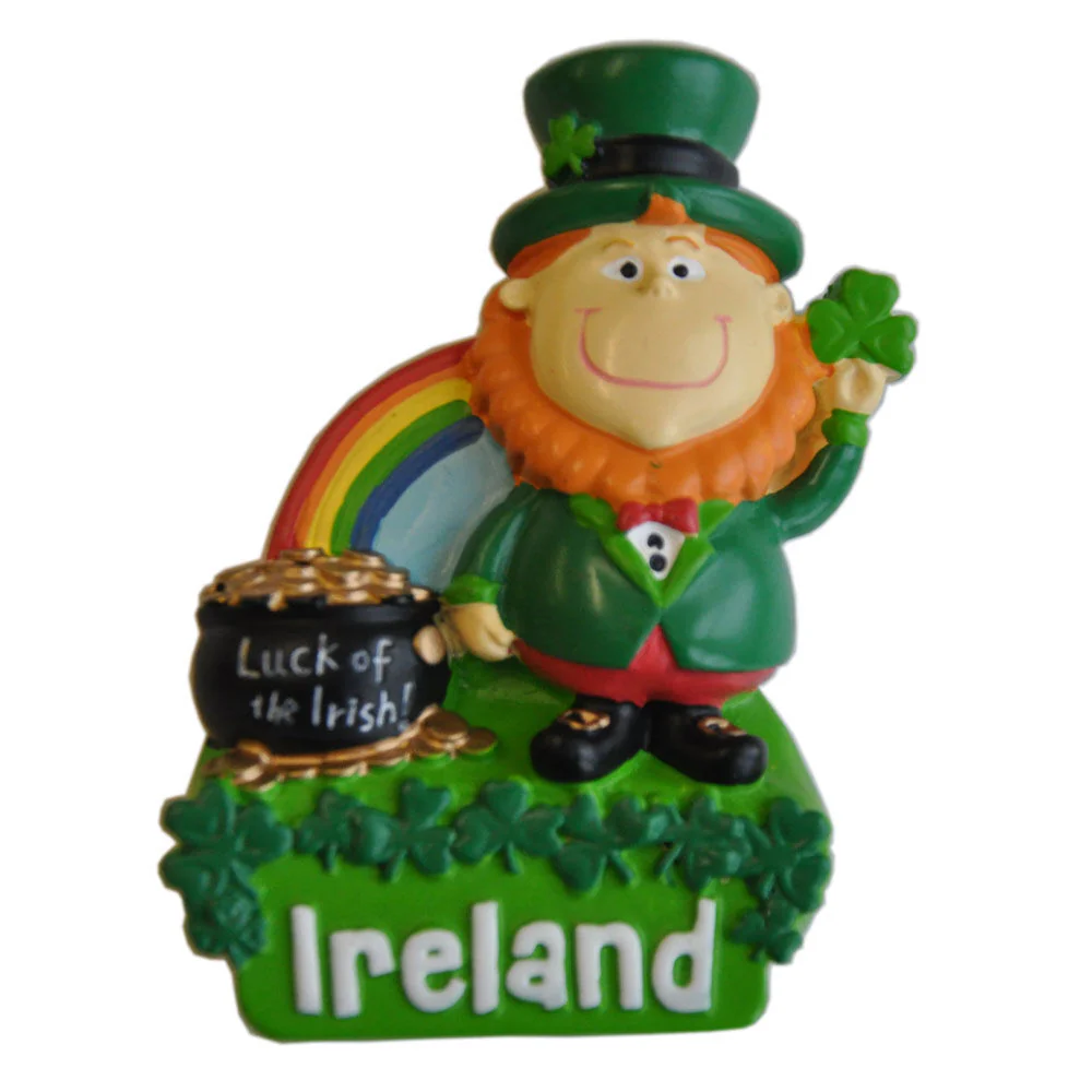 Ireland Leprechaun With Rainbow Resin Magnet