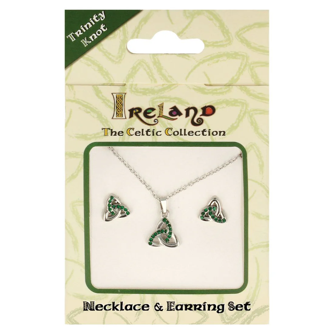 Ireland The Celtic Collection Green Diamante Trinity Knot Jewellery Set - Image 2