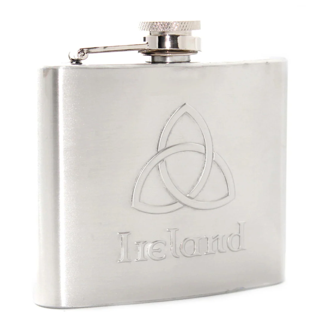 Ireland Trinity Embossed Stainless Steel Hip Flask