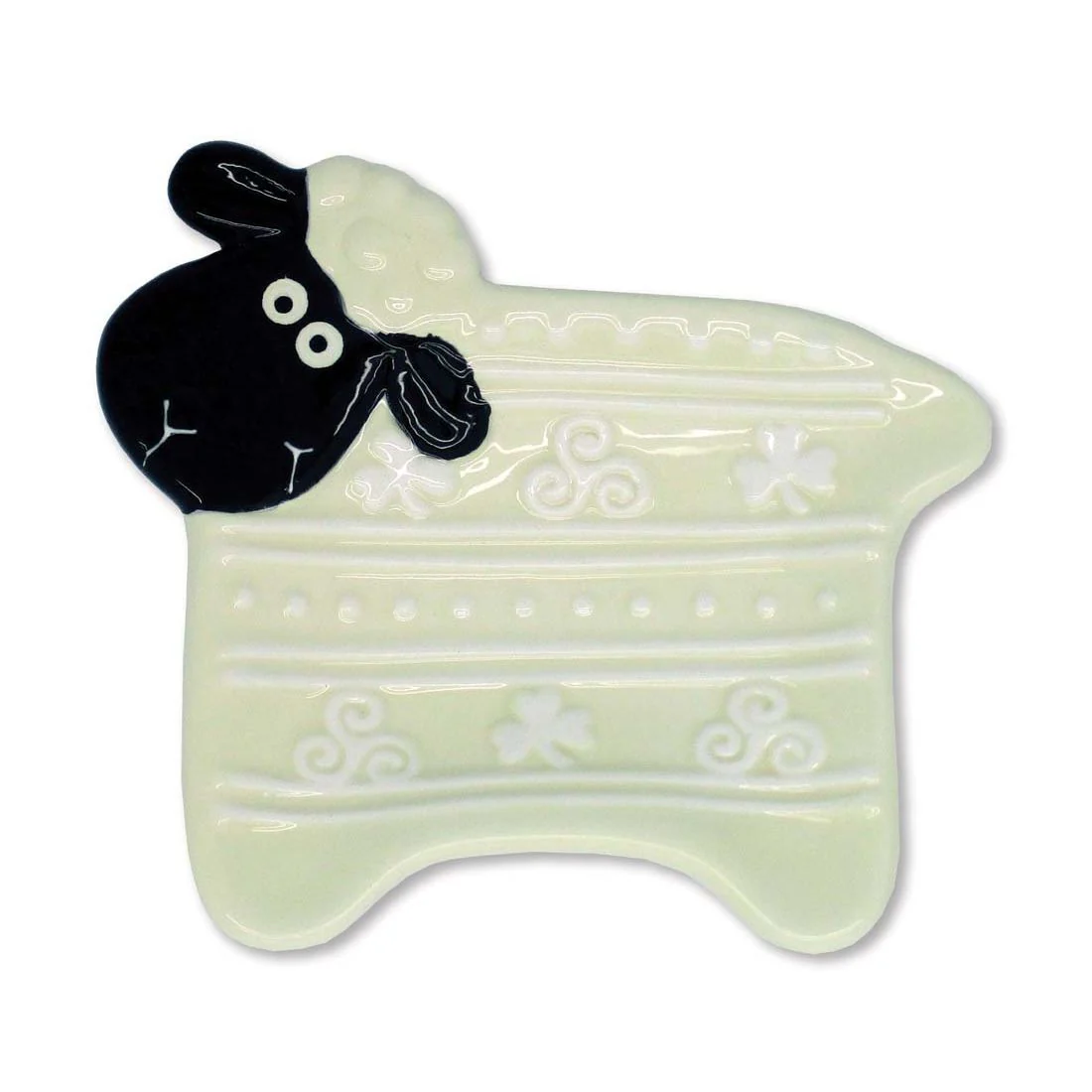 Ireland Woolly Ware Cute Smiling Ceramic Sheep Tea Bag Holder
