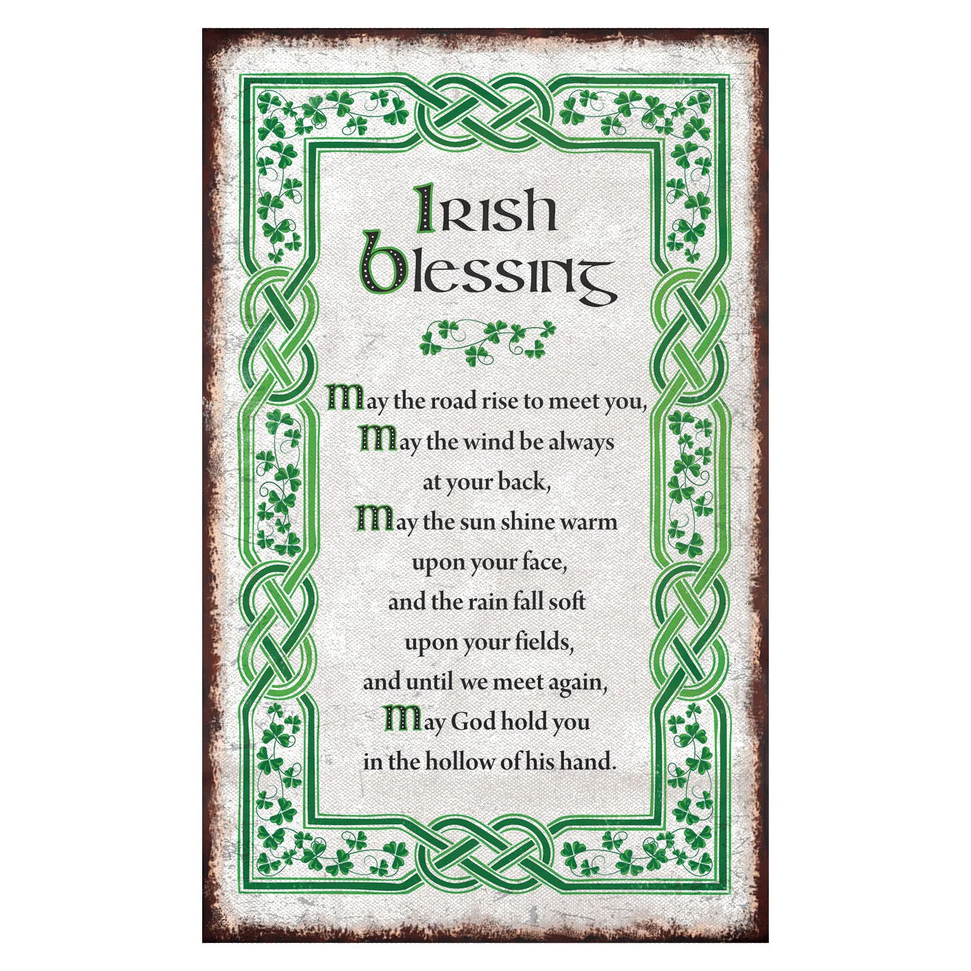 Irish Blessing T-towel With A Green Celtic Boarder & Shamrock Design