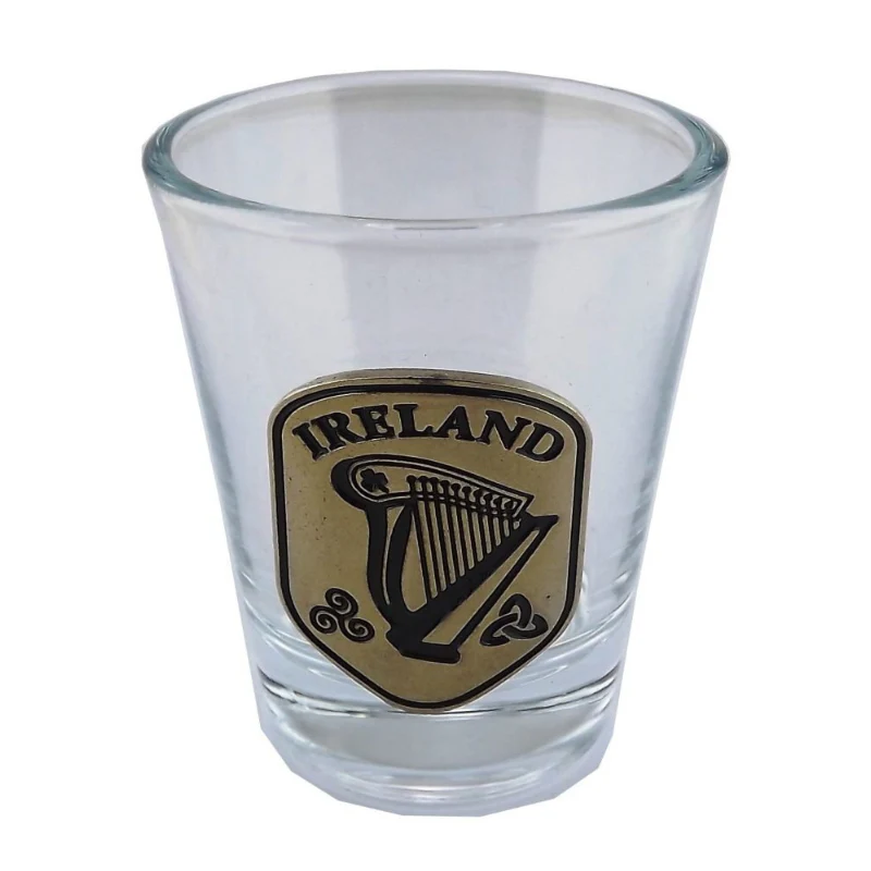 Irish Harp Metal Badge Shot Glass