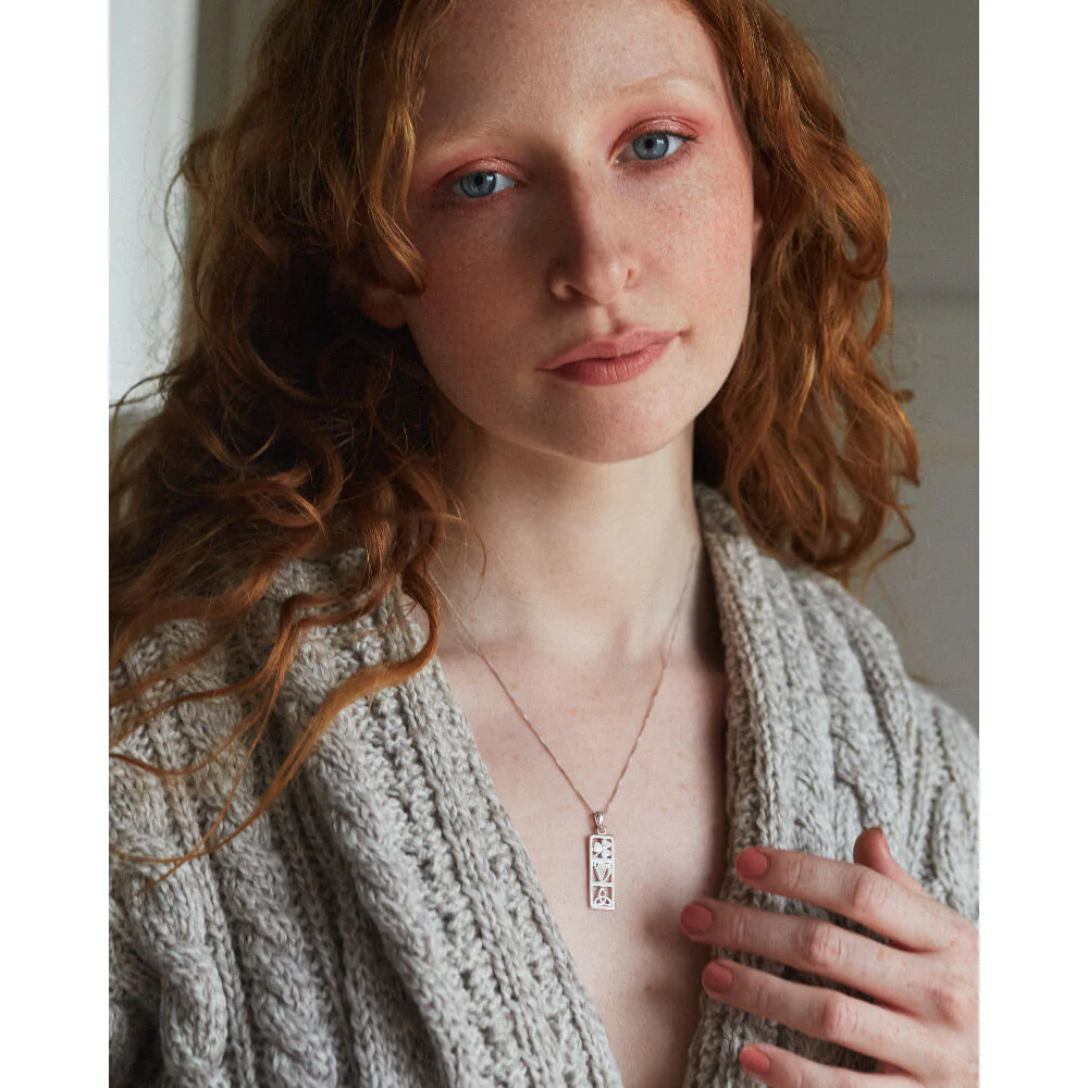Irish Symbol Bar Necklace Sterling Silver - Image 2