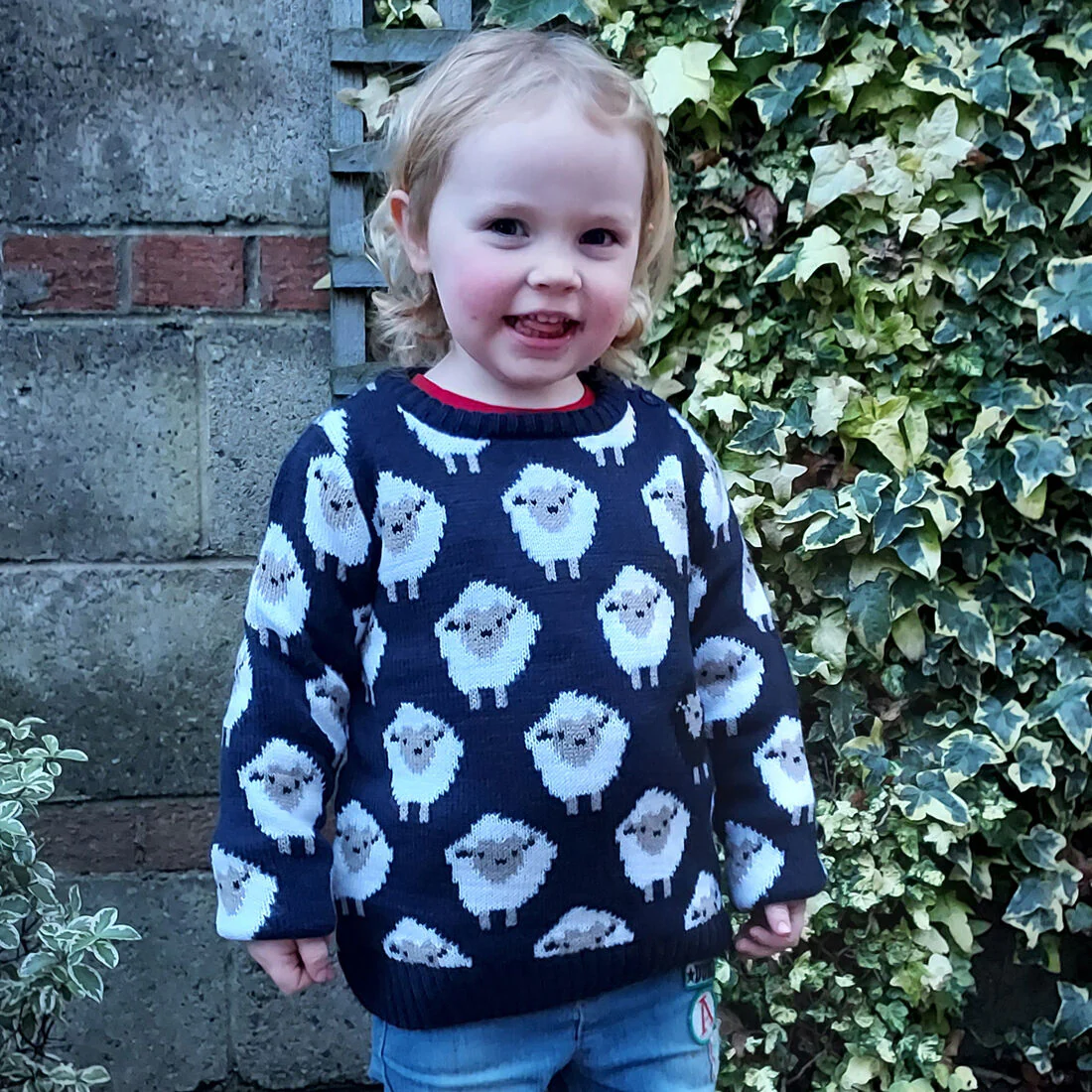 Kids All Over Sheep Pattern Jumper Navy - Image 3