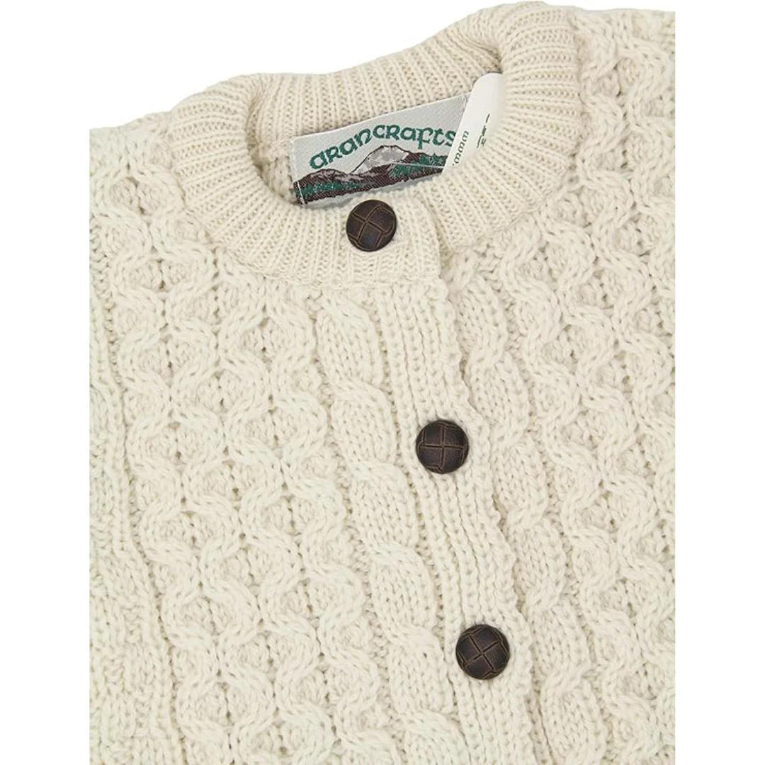 Kids Aran Merino Wool Natural Cardigan - Image 3