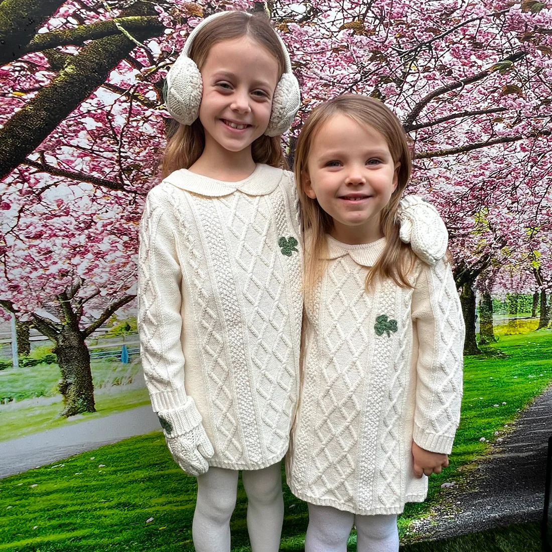 Kids Aran Shamrock Cream Dress - Image 2