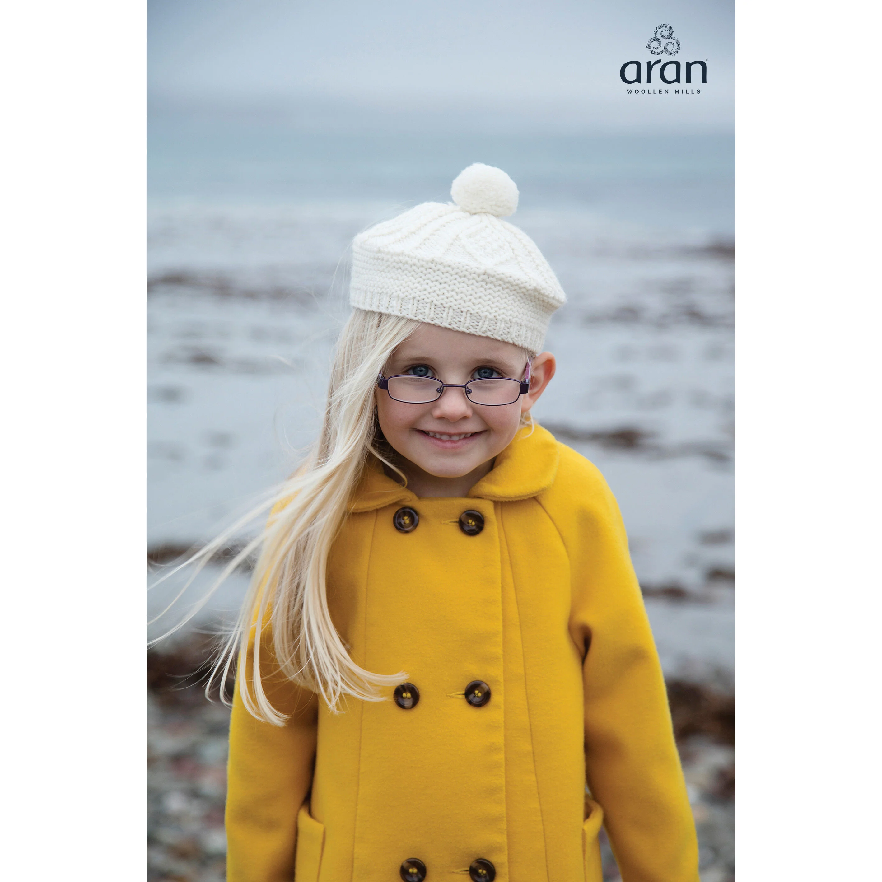 Kids Aran Wool Natural Beret - Image 3
