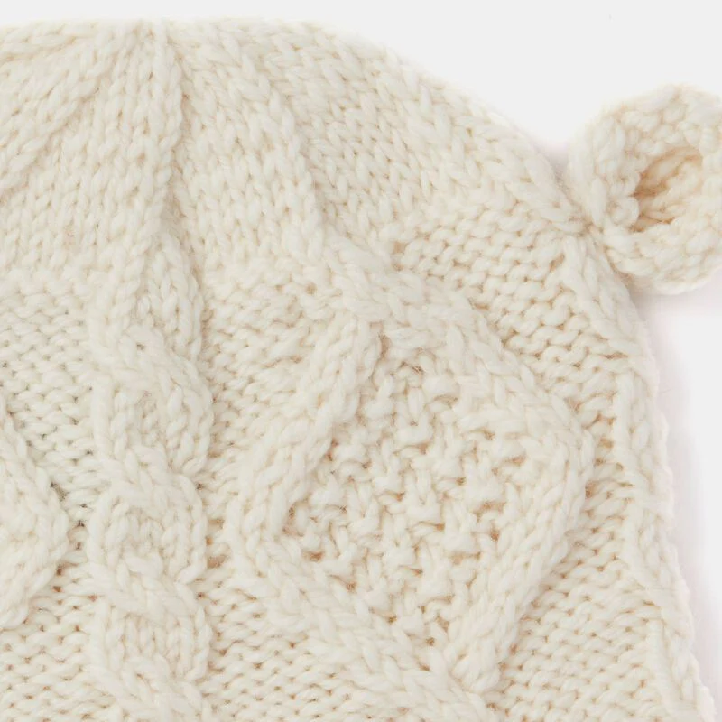 Kids Aran Wool Natural Hat With Ears - Image 4