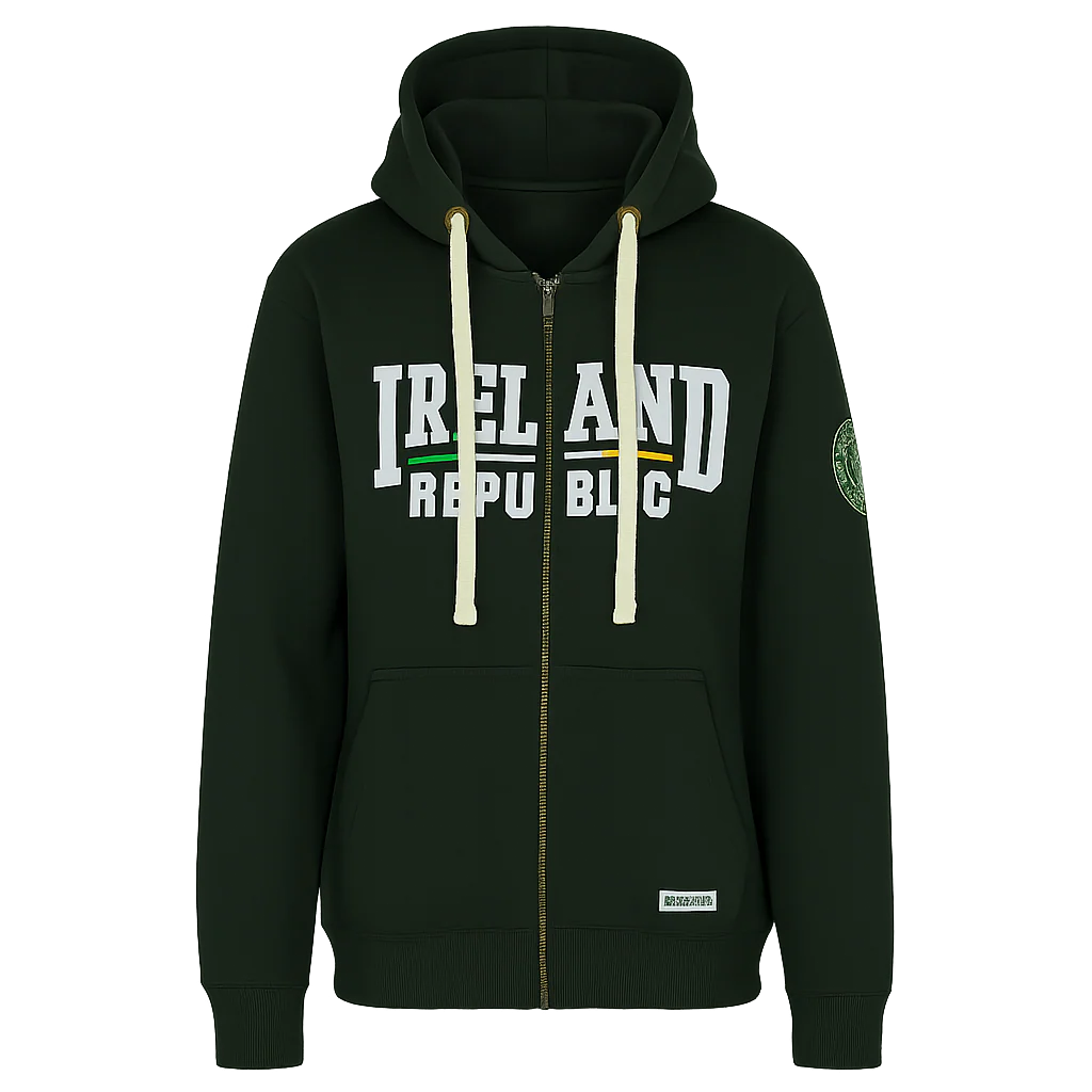 Kids Ireland Flag Green Zipper Hoodie