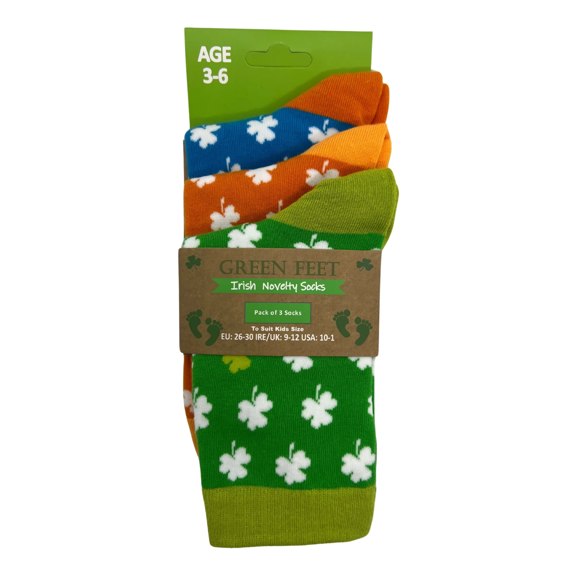 Kids Multi Coloured Set Of 3 Shamrock Socks - Image 4