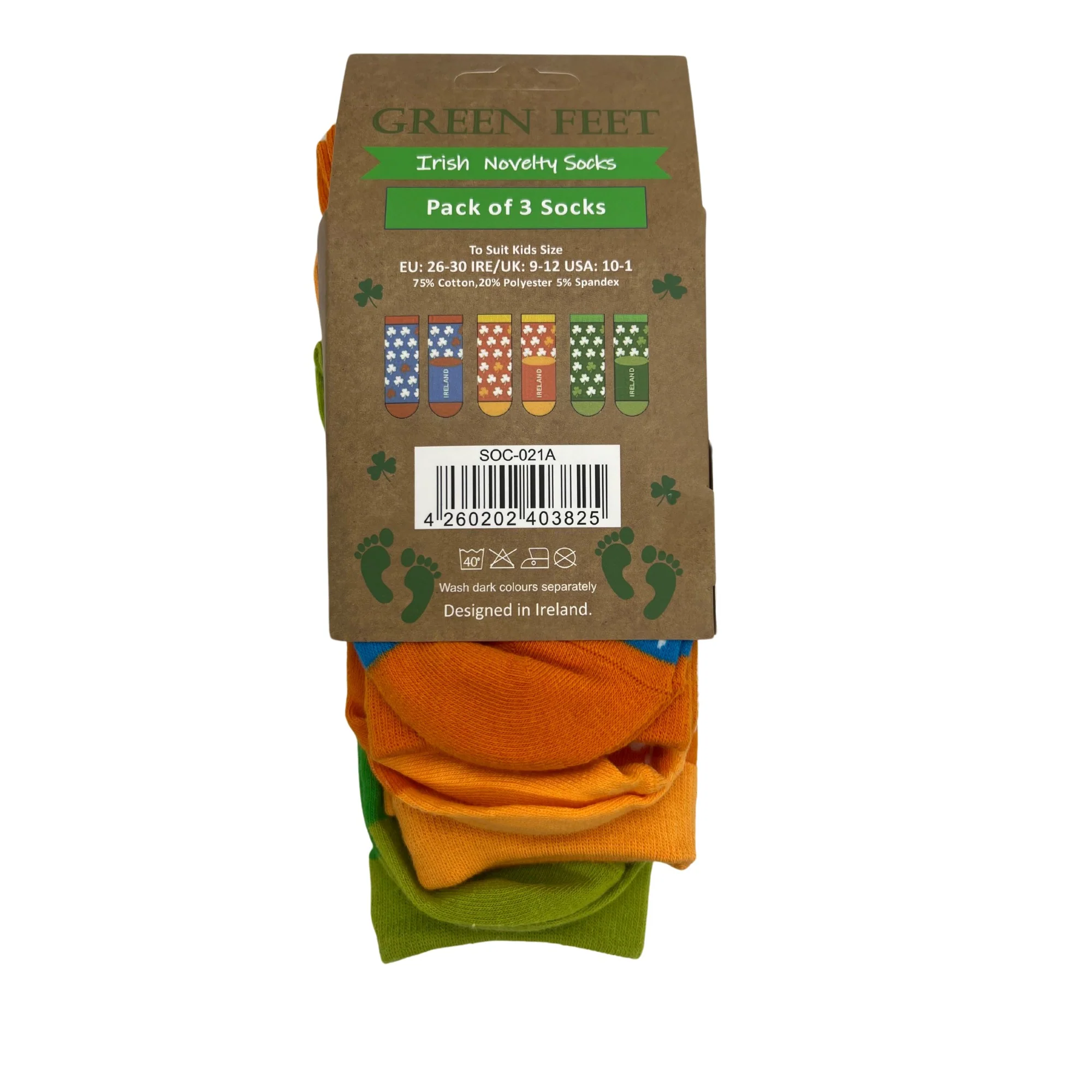 Kids Multi Coloured Set Of 3 Shamrock Socks - Image 5