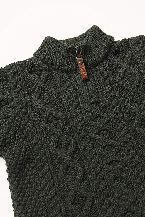 Kids Quarter Zip Merino Wool Green Jumper - Image 2